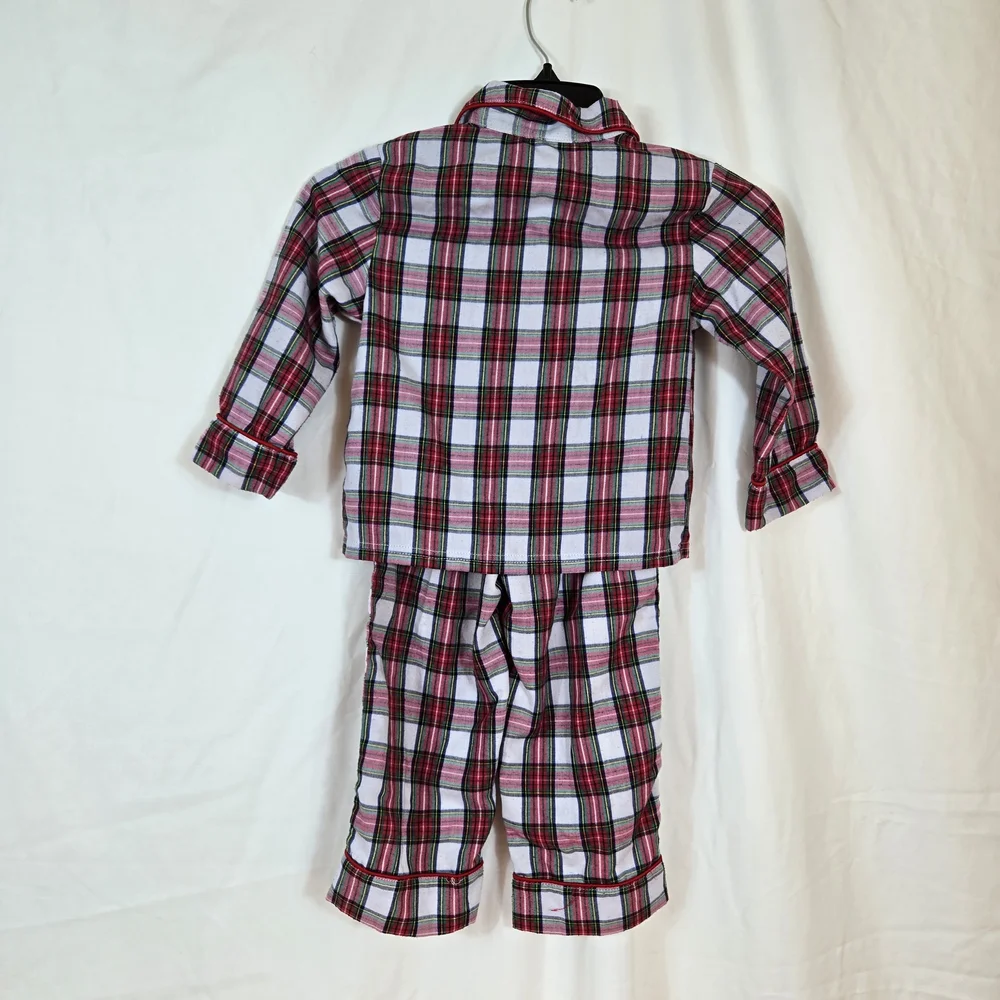 Disney Store Boys Red White Mickey‎ Mouse Holiday Plaid Flannel Pajama Set Sz 3